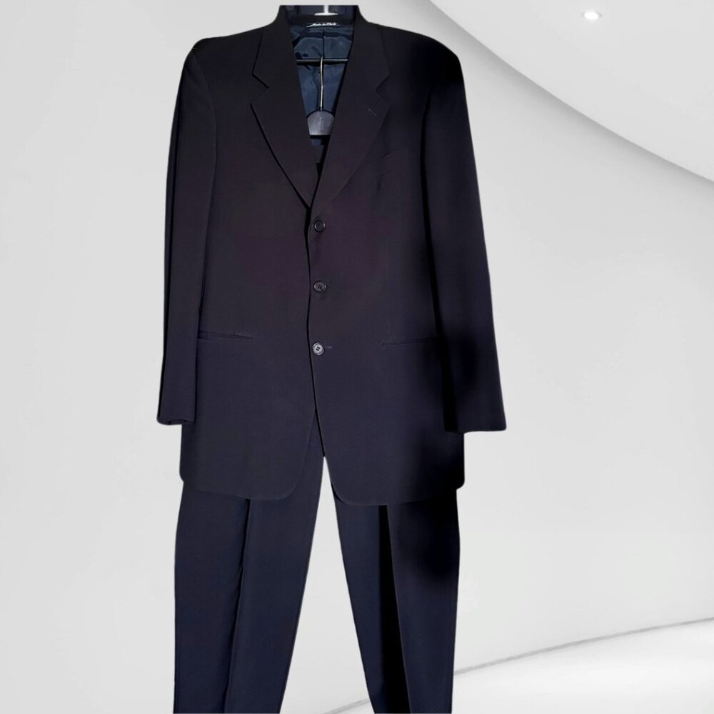 Giorgio Armani Suit Mens US 44 R Dark Blue Virgin Wool 100%, 2 Piece